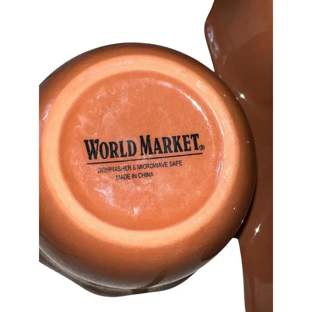 World‎ Market 3-Section Ceramic Condiment Trio Server Salsa Dip Bowl Scalloped